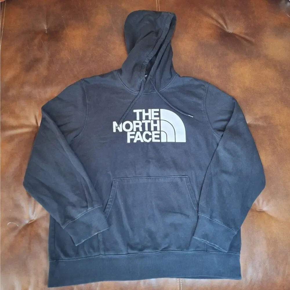 The North Face Men's Half Dome Pullover Hoodie Black Fleece Sweatshirt EUC - XL